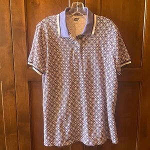 Lands' End Men's Lilac Geometric Polo with Contrast Trim